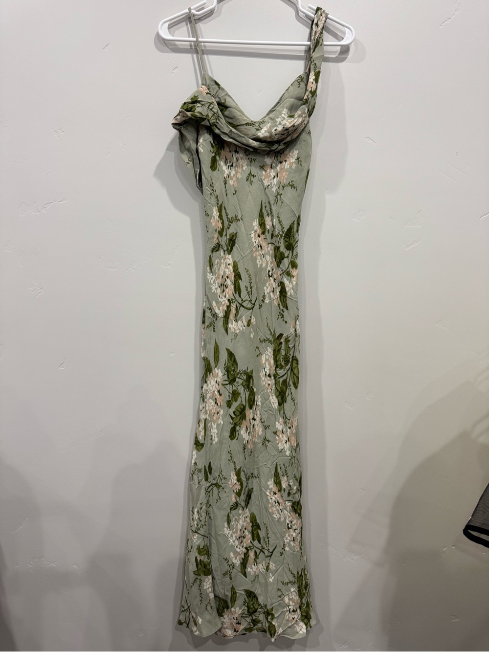 Reformation Sage Green Floral Cowl Midi Dress - Picture 2 of 3